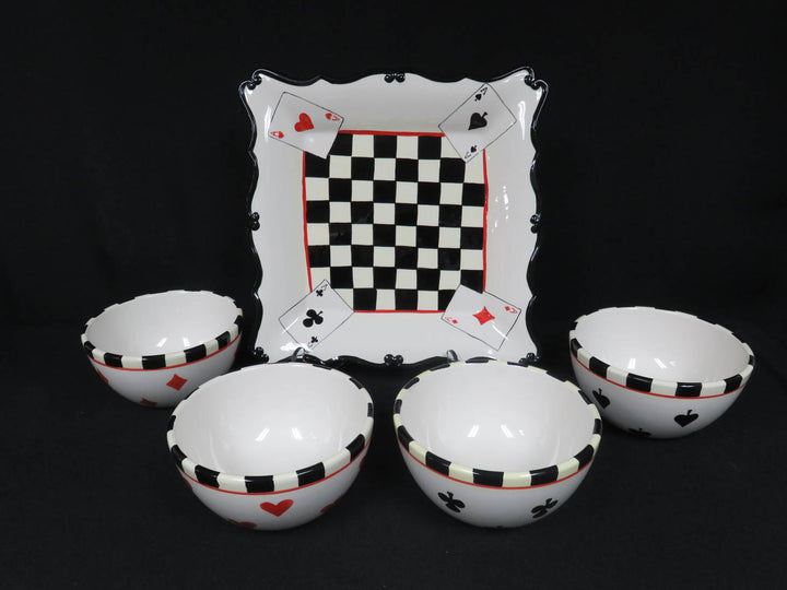 Playing Card Platter and Bowls