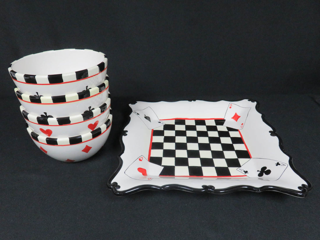 Playing Card Platter and Bowls