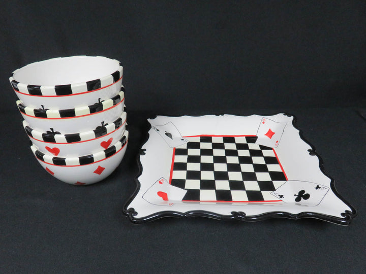 Playing Card Platter and Bowls