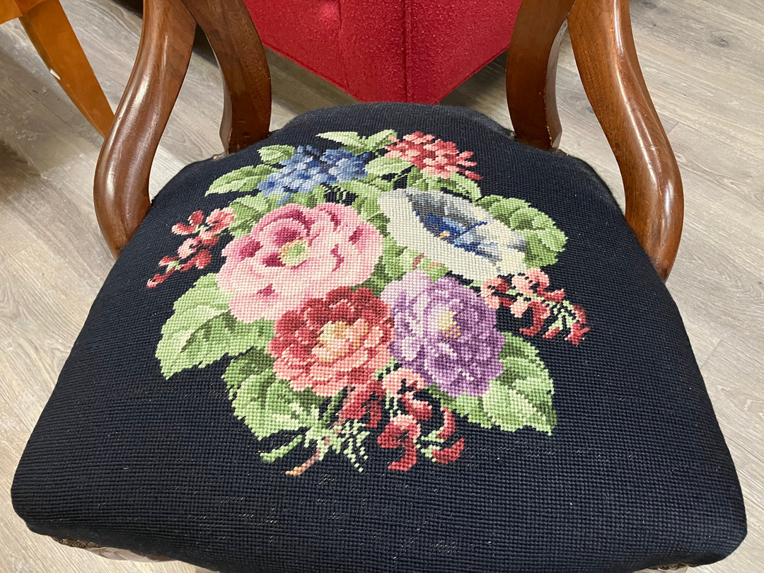 Antique Needlepoint Side Chair