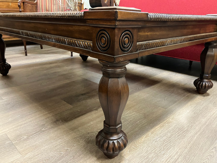 Dark Wood Glass Top Coffee Table