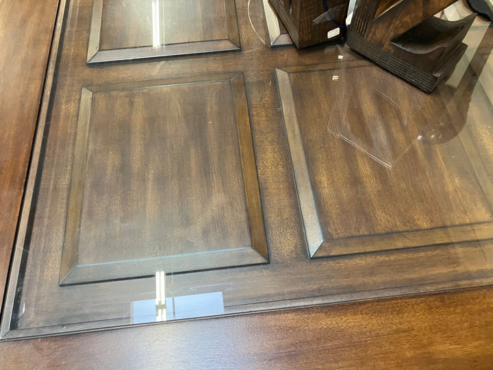 Dark Wood Glass Top Coffee Table