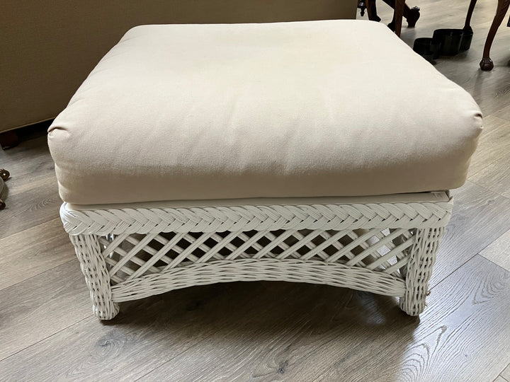 White Wicker Ottoman