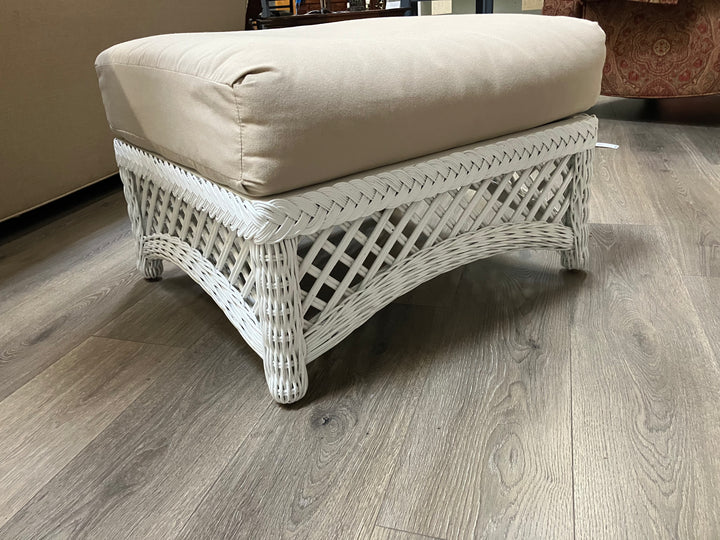 White Wicker Ottoman