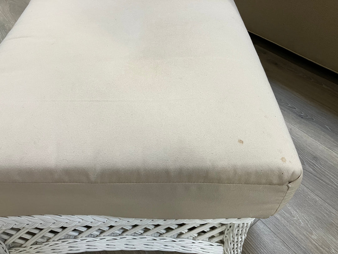 White Wicker Ottoman