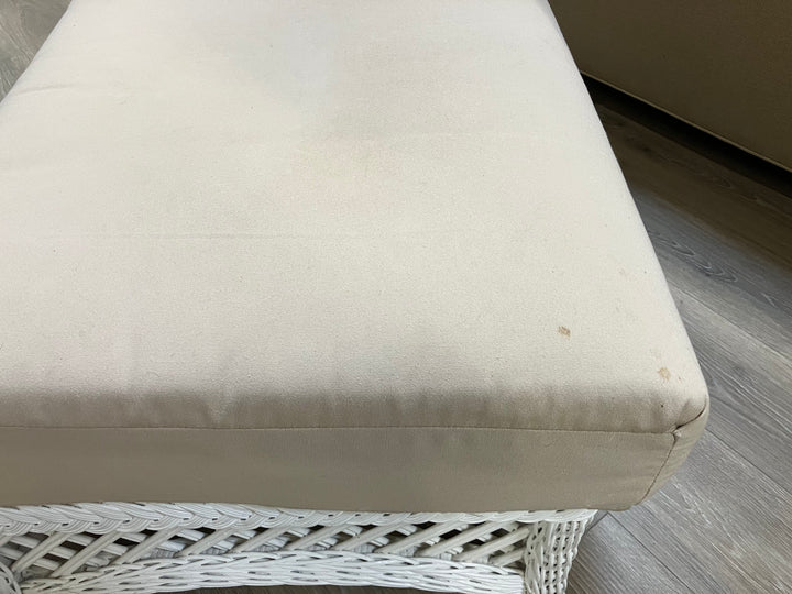 White Wicker Ottoman