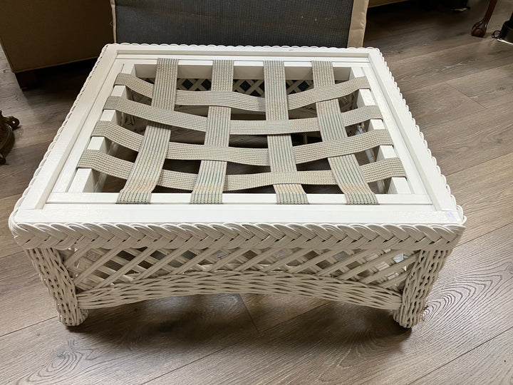 White Wicker Ottoman