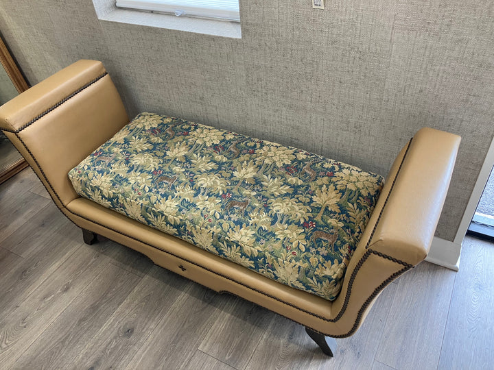 Golden Leather Bench