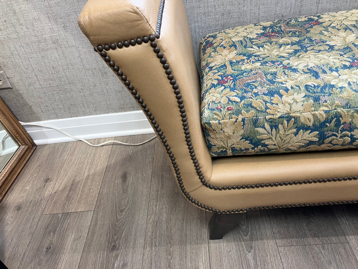 Golden Leather Bench