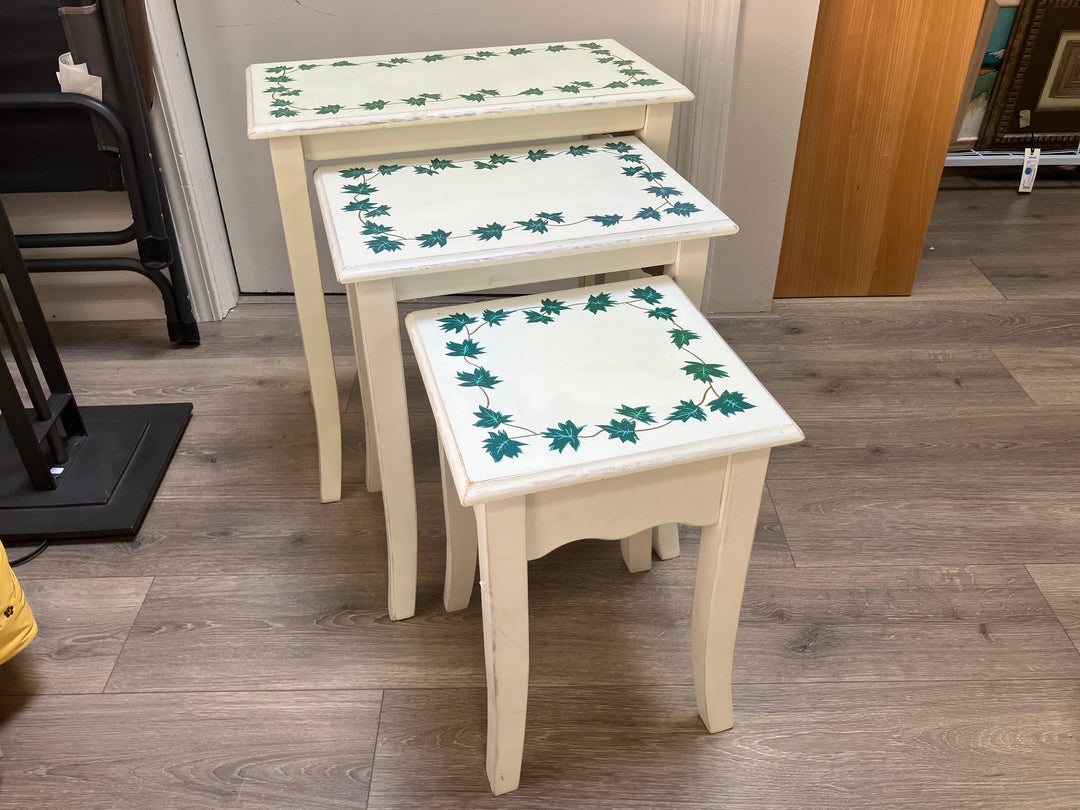 Three Painted Nesting Tables