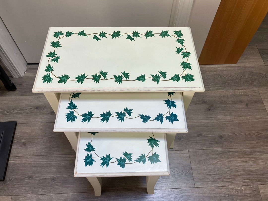 Three Painted Nesting Tables