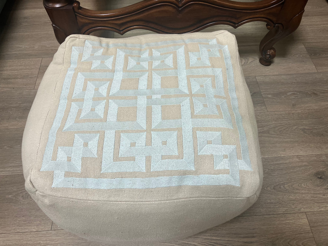 Cream Square Pouf