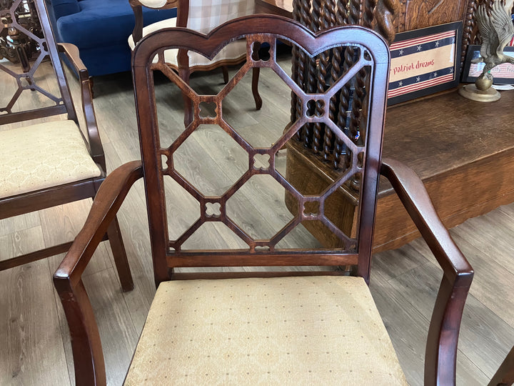 Four Lattice Back Arm Chairs