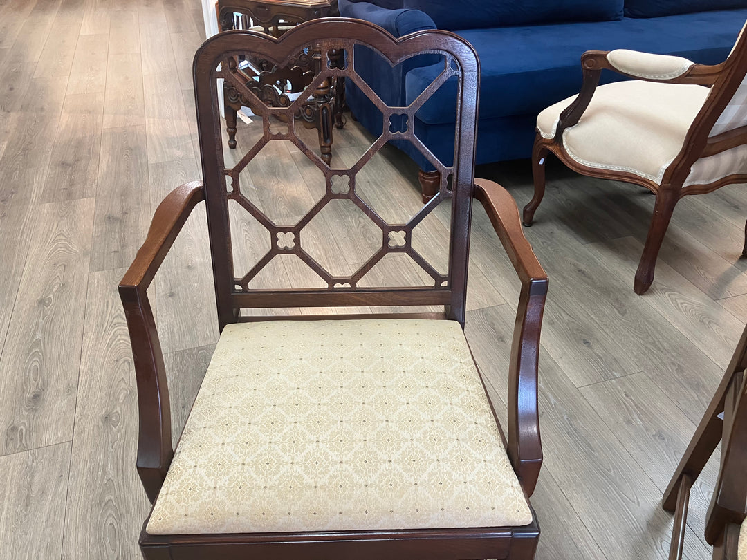 Four Lattice Back Arm Chairs
