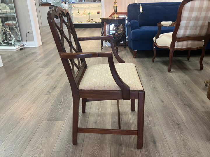Four Lattice Back Arm Chairs