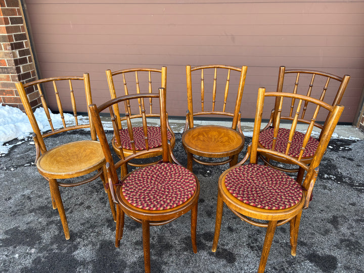Six Bent Wood Dining Chairs