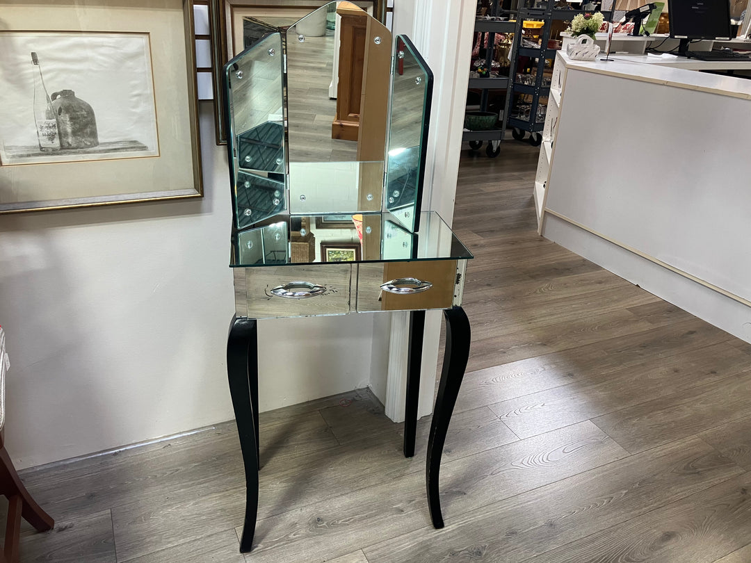 Mirrored Vanity with Trifold Mirror