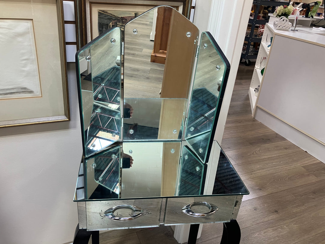 Mirrored Vanity with Trifold Mirror