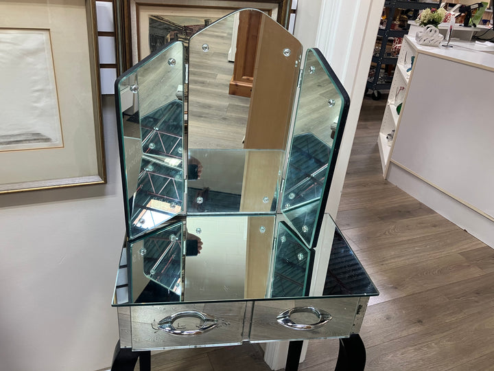 Mirrored Vanity with Trifold Mirror