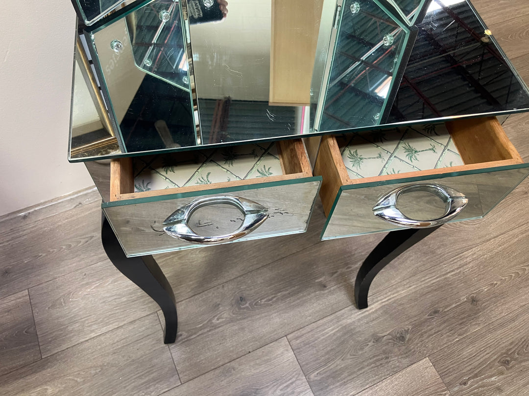 Mirrored Vanity with Trifold Mirror