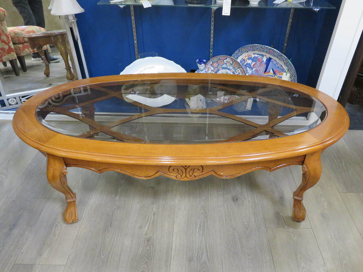 Oval Glass Topped Coffee Table