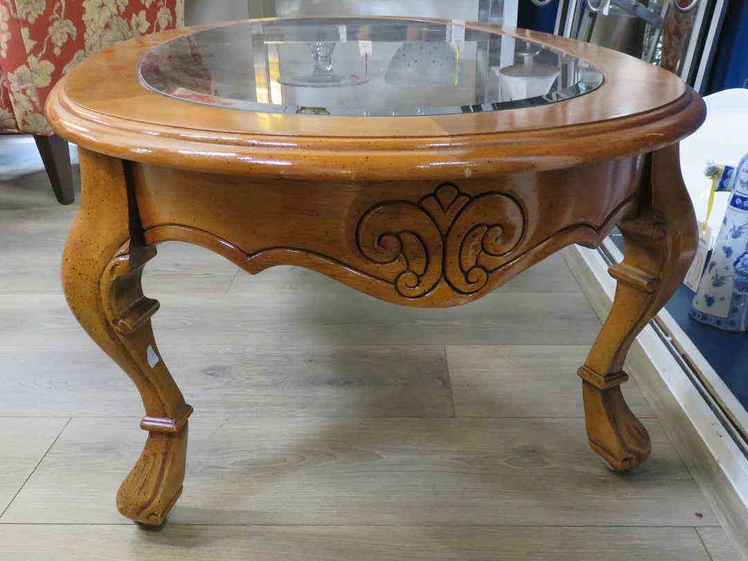 Oval Glass Topped Coffee Table