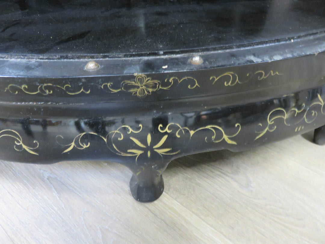 Black Lacquer Chinoiserie Corner Cabinet