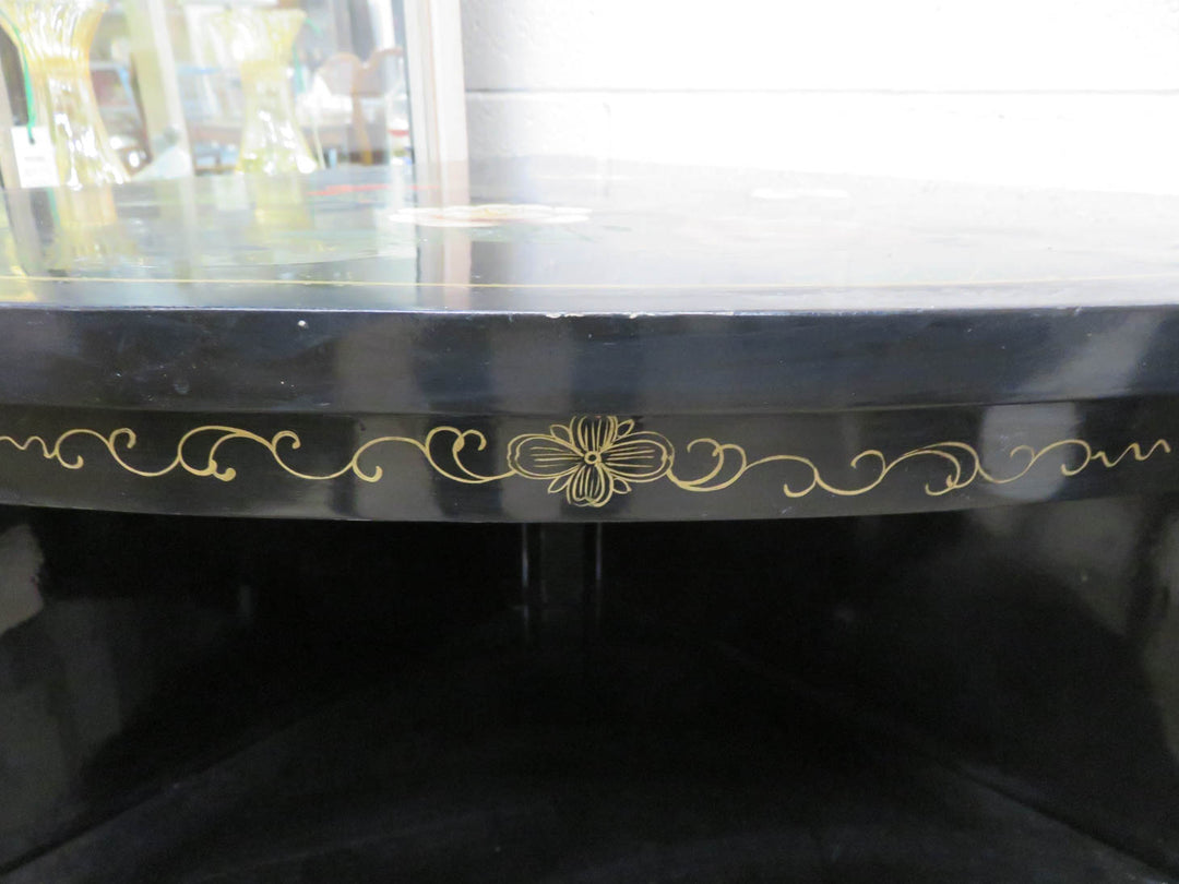 Black Lacquer Chinoiserie Corner Cabinet