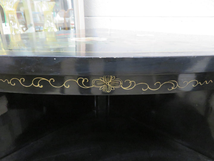 Black Lacquer Chinoiserie Corner Cabinet