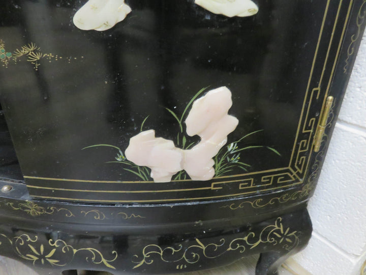 Black Lacquer Chinoiserie Corner Cabinet