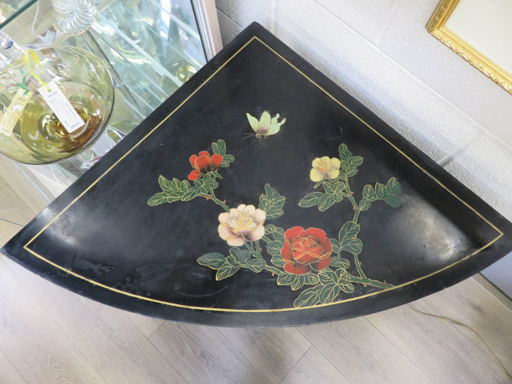 Black Lacquer Chinoiserie Corner Cabinet