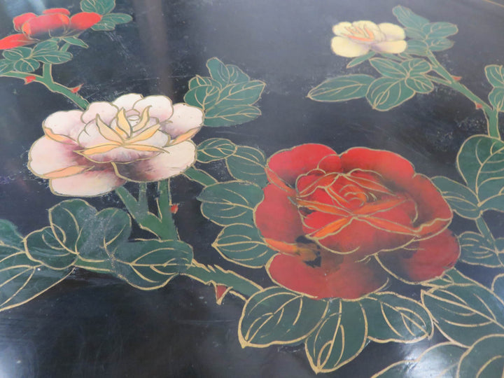 Black Lacquer Chinoiserie Corner Cabinet