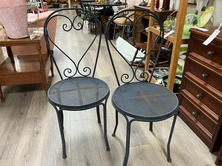 Pair Wrought Iron Porch Chairs