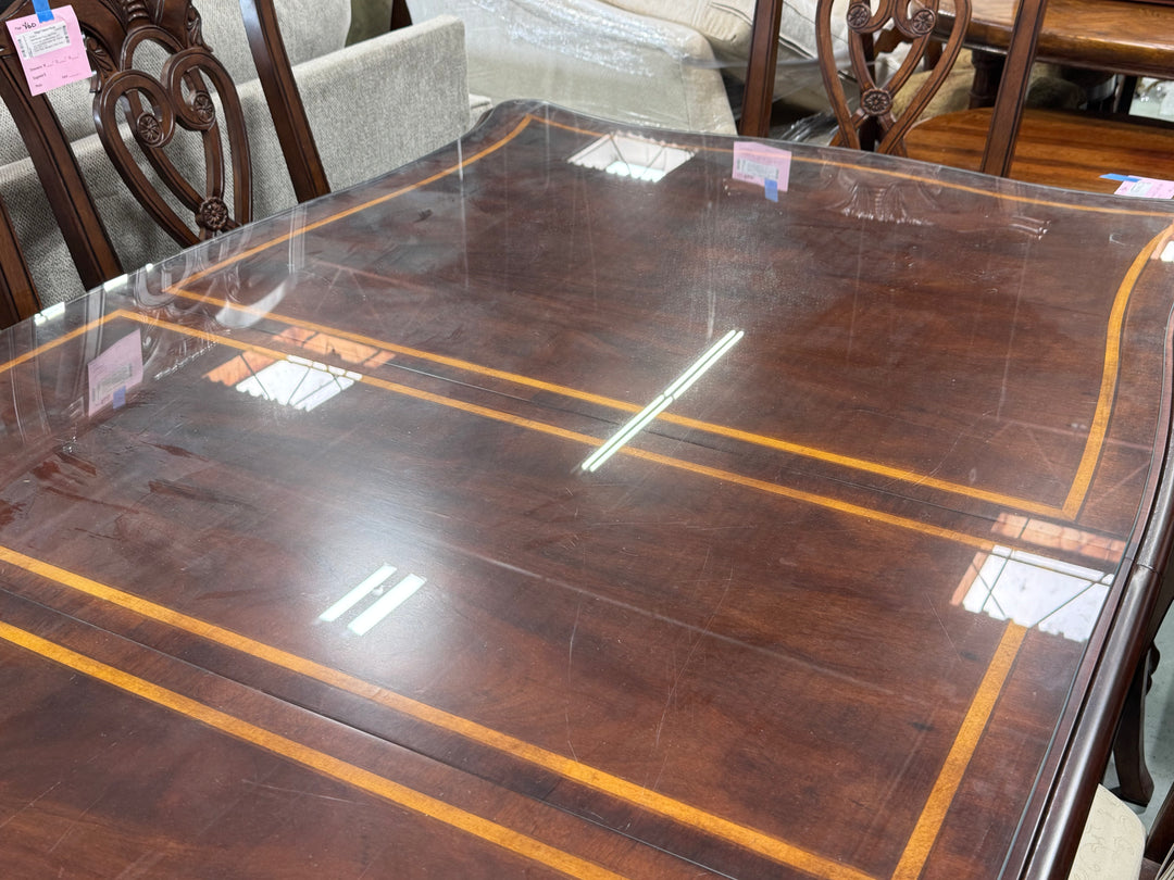 Inlaid Mahogany Dining Table & Chairs
