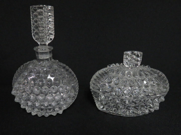 Hob Nail Perfume Bottle and Dish Set