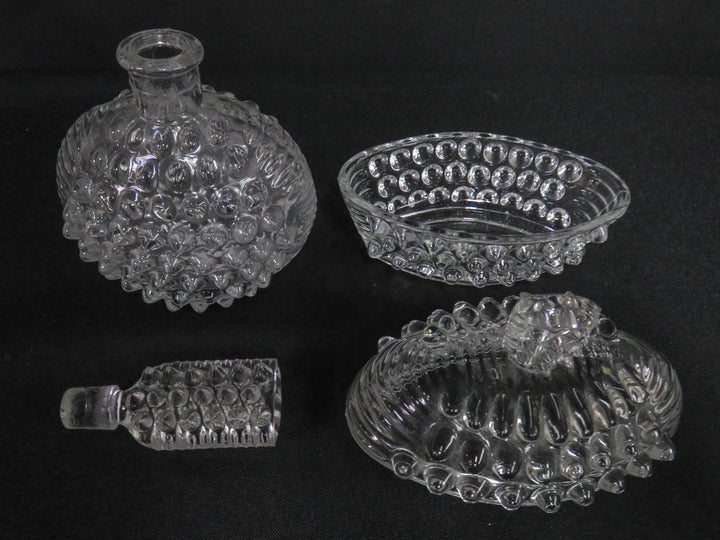 Hob Nail Perfume Bottle and Dish Set
