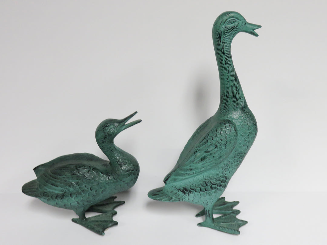 Verdigris Duck Figurines