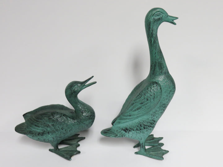 Verdigris Duck Figurines