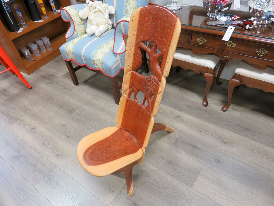Carved African Birthing Chair