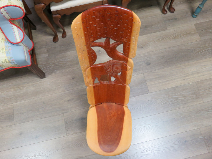 Carved African Birthing Chair