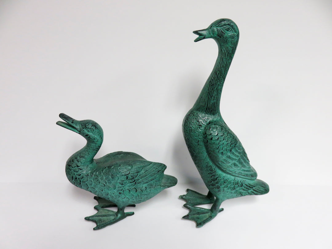 Verdigris Duck Figurines