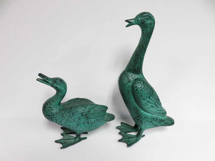 Verdigris Duck Figurines