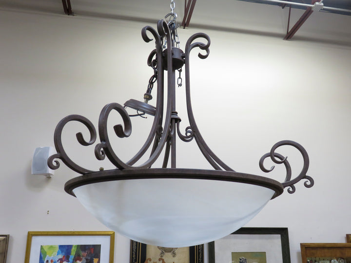 Brown Metal & Glass Chandelier