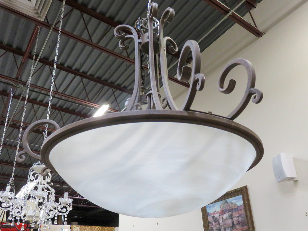 Brown Metal & Glass Chandelier