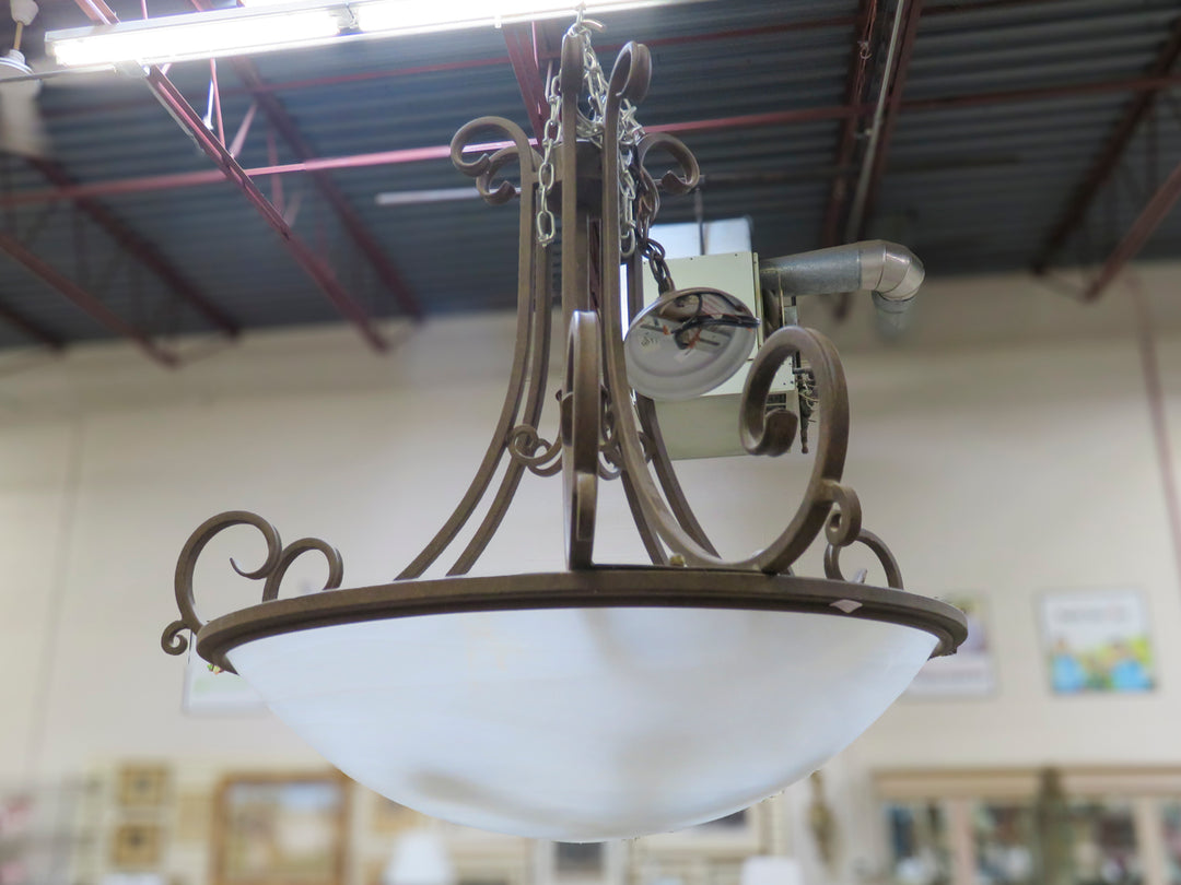 Brown Metal & Glass Chandelier
