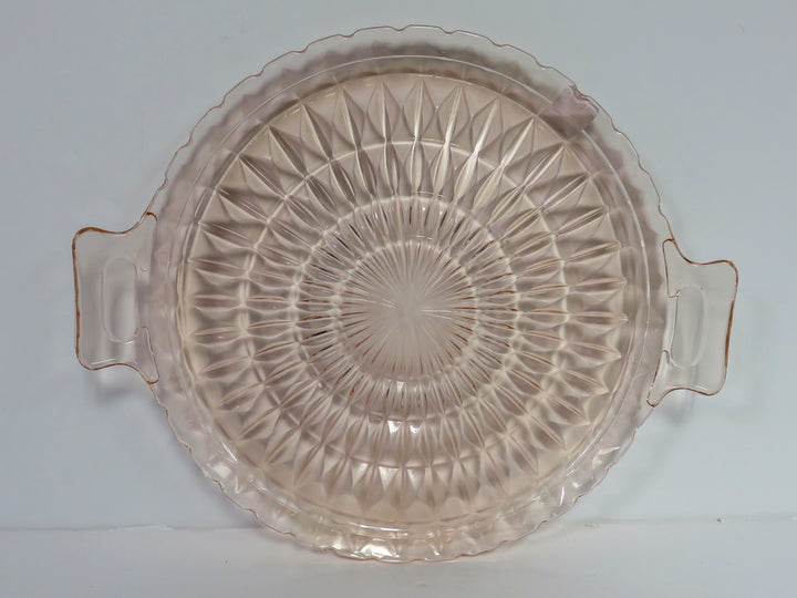 Pink Glass Cake Plate