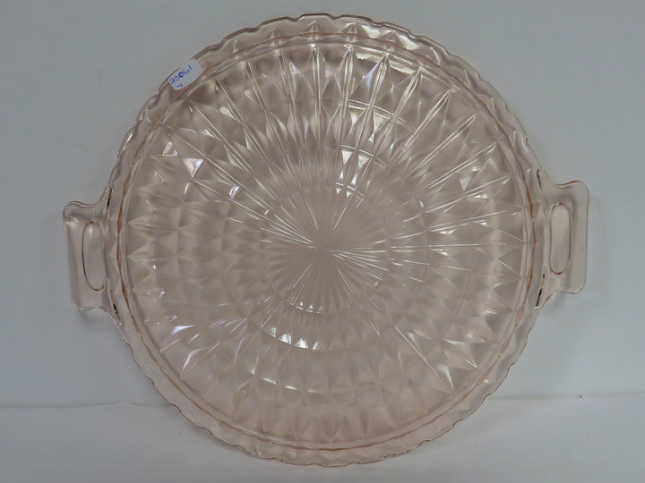 Pink Glass Cake Plate