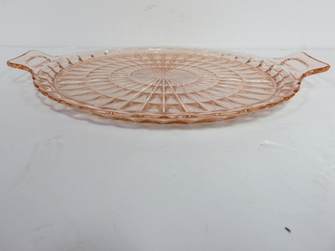 Pink Glass Cake Plate