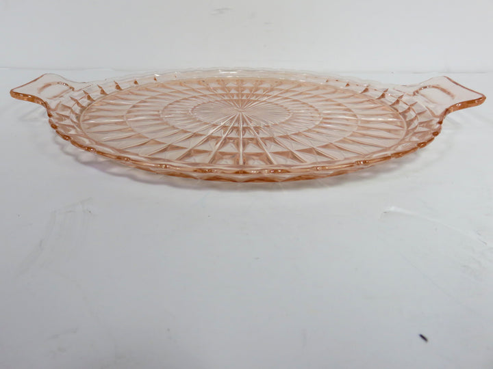 Pink Glass Cake Plate