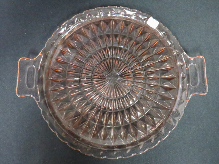 Pink Glass Cake Plate